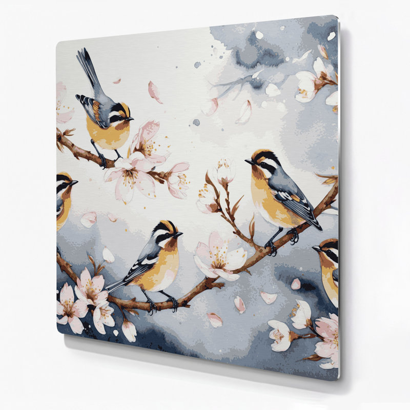 Oiseaux, art mural européen gris Goldcrest, H 144 po x l 144 po x P 0,05 po