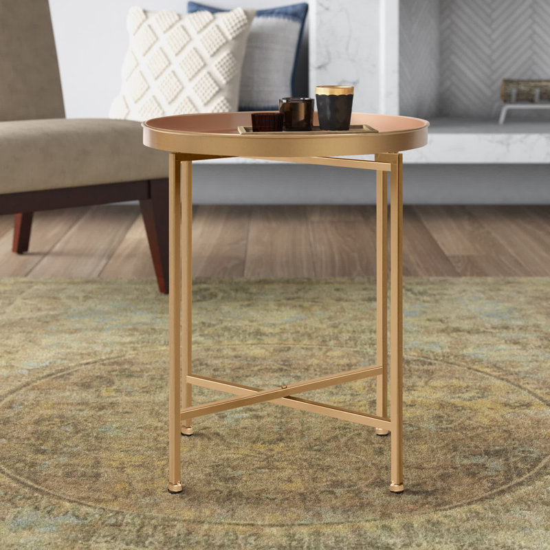 Table de bout Ekta, Doré, Rose, H 22 po x l 18,25 po