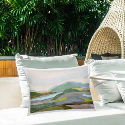 Coussin d'extérieur imprimé Green Earth Tones Landscape, par Nikita Jariwala