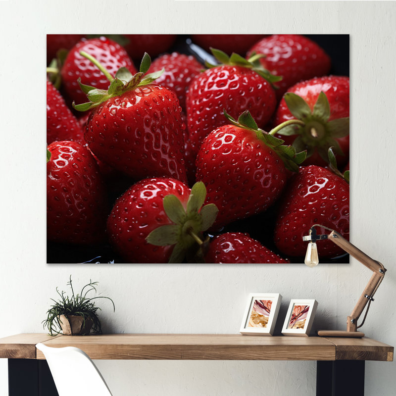 Stawberry Macro Food, reproduction d'art sur toile, H 12 po x l 20 po x P 1 po, Toile tendue