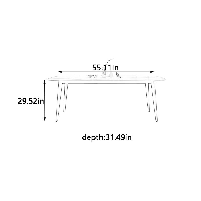 Table de salle à manger rectangulaire en acier au carbone, H 29,52 po x L 55,11 po x l 31,49 po