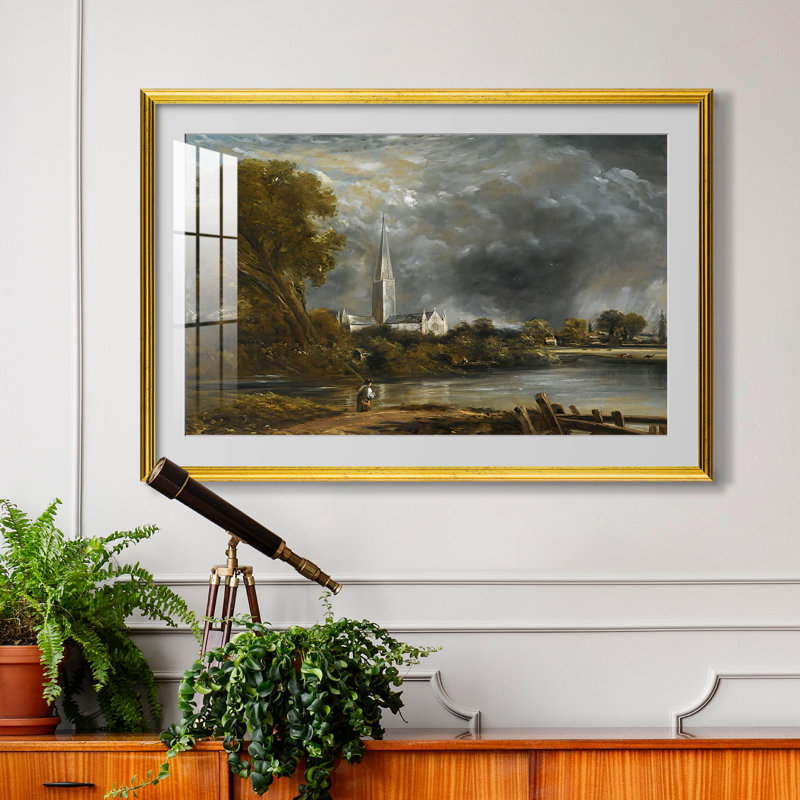 Cathédrale de Salisbury vue des prairies, vers 1831 - John Constable - Estampe encadrée sur mesure, 24x34 INNER SIZE