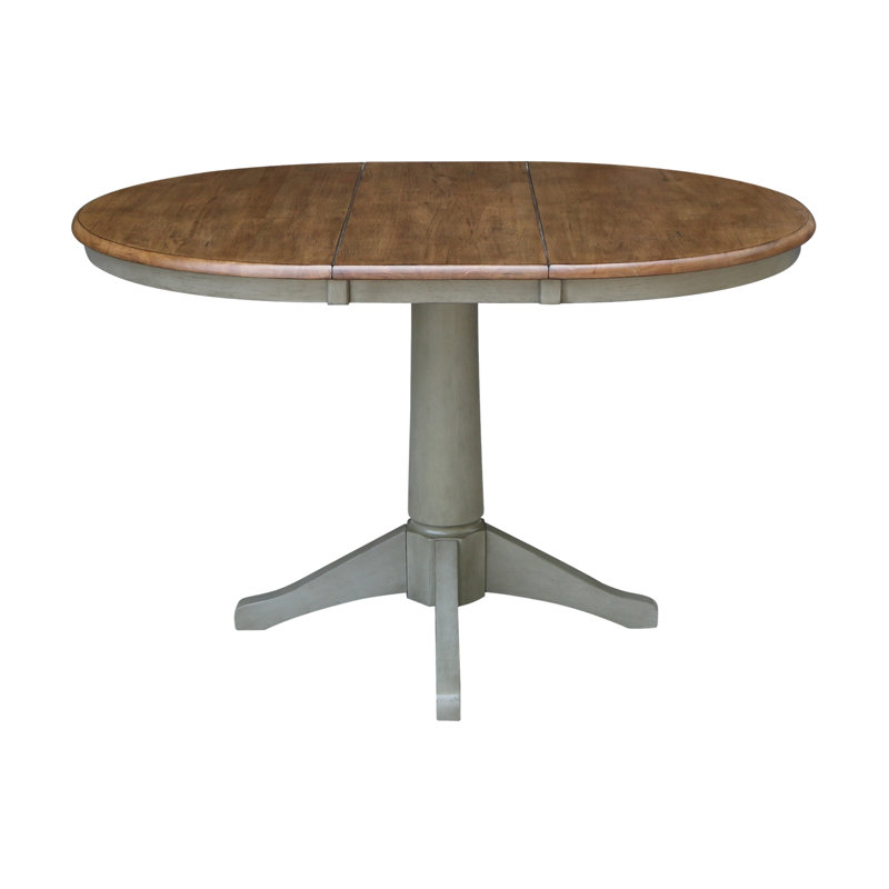 Table de salle à manger extensible Ikuko, Hickory / pierre