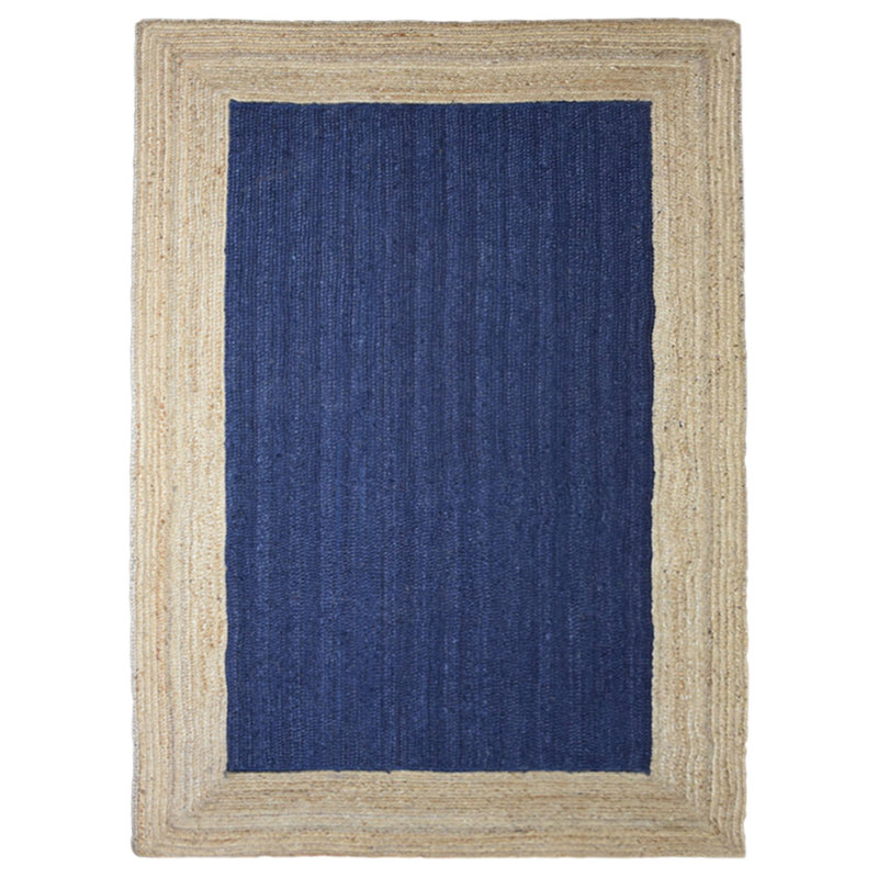 Abra Abra Hand Woven Jute Eco-Friendly Solid Area Rugs - 5' x 8' Rectangle, Blue Beige Color, Contemporary Modern Design, Low Pile, Natural Fiber, Outdoor Indoor Handmade Area Rugs for Living Room, Bed Room