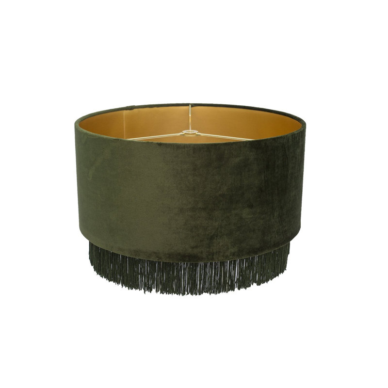 Abat-jour tambour en velours (araignée), H 8,66 po x l 13,78 po x P 13,78 po, Vert