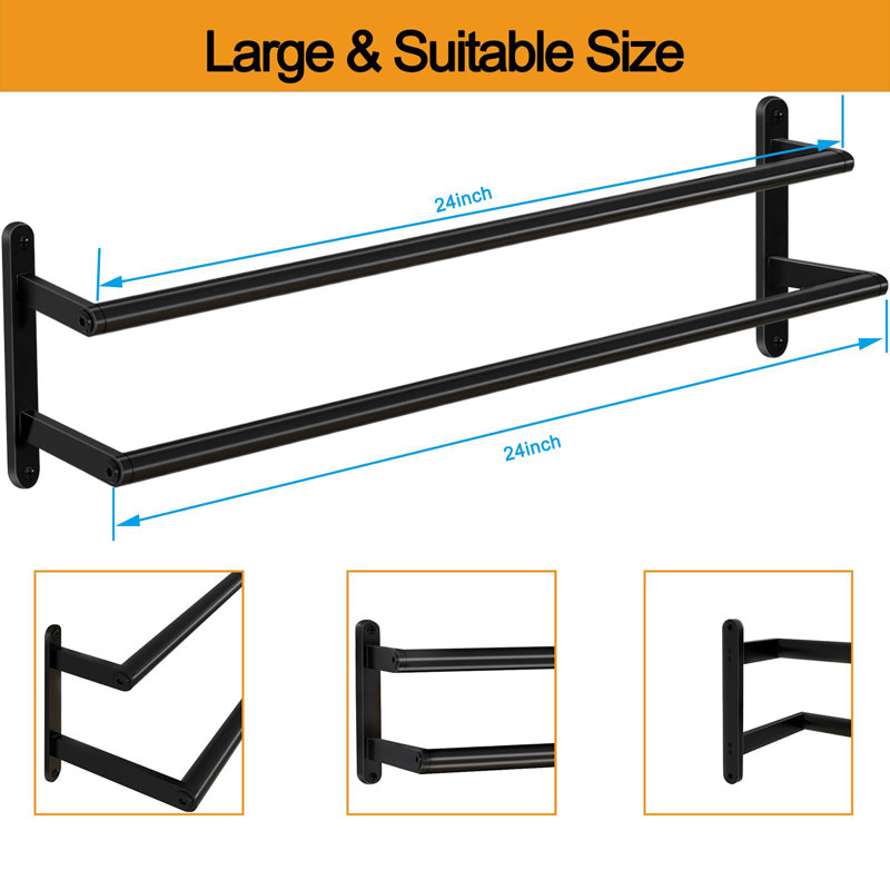 Wall Mounted Required Towel Rack, Matte Black