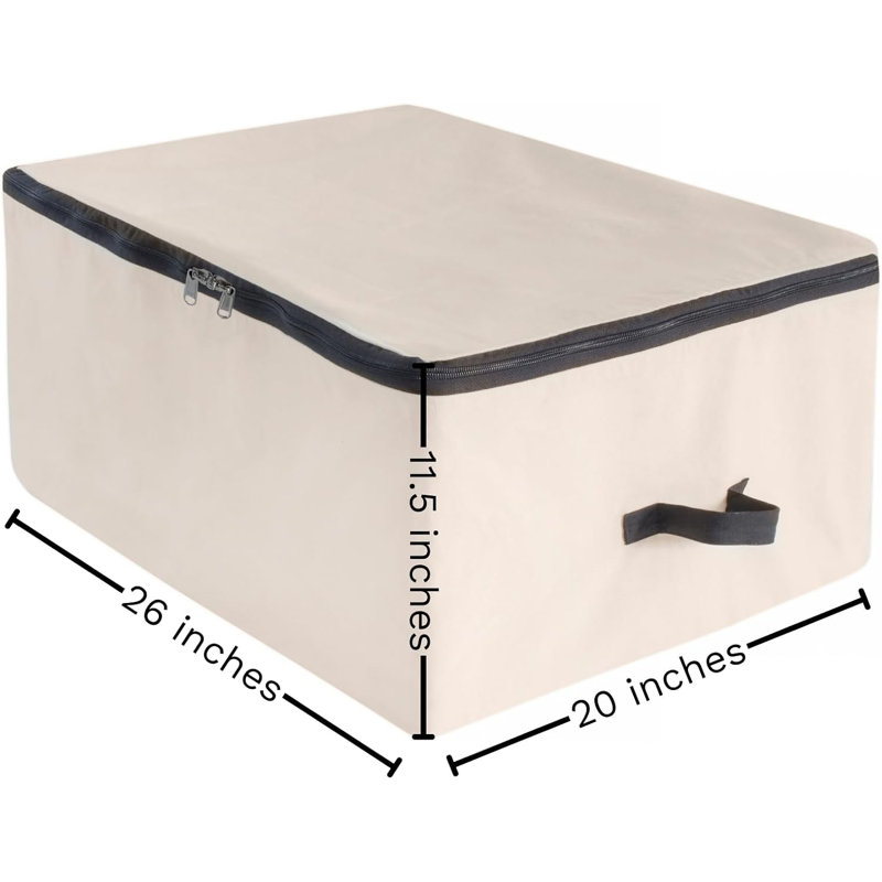 Canvas Organizer - For Blankets, Quilts and Clothes X Oversized Zippered Organizer - Convenient Underbed Storage with Carrying Strap (2 pcs)