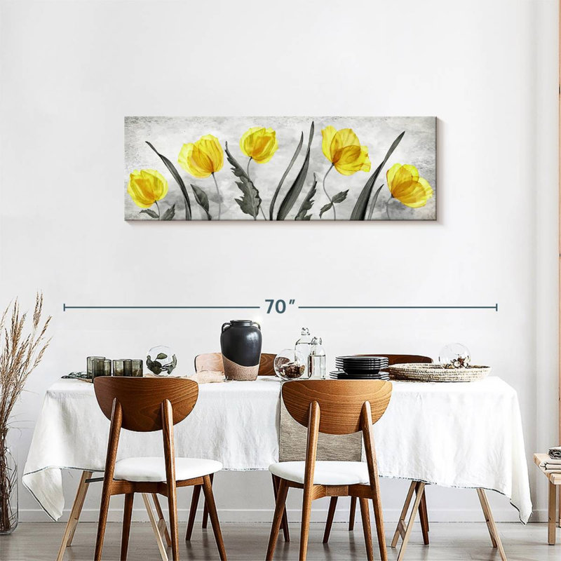 " Bright Yellow Tulips ", 18" H x 54" W x 1.25" D