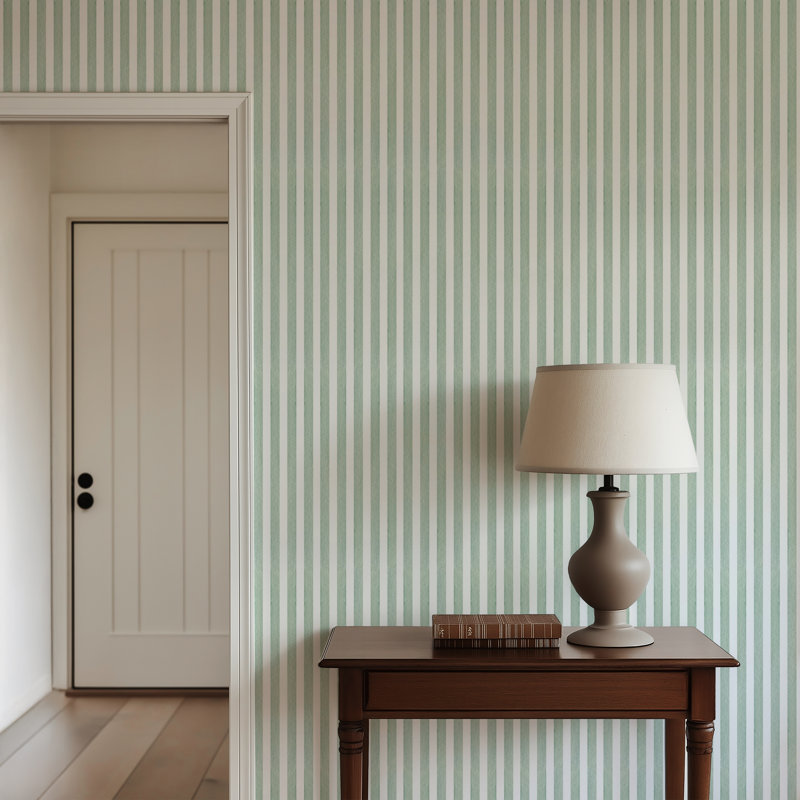 Sage Green Striped Removable Wallpaper Roll