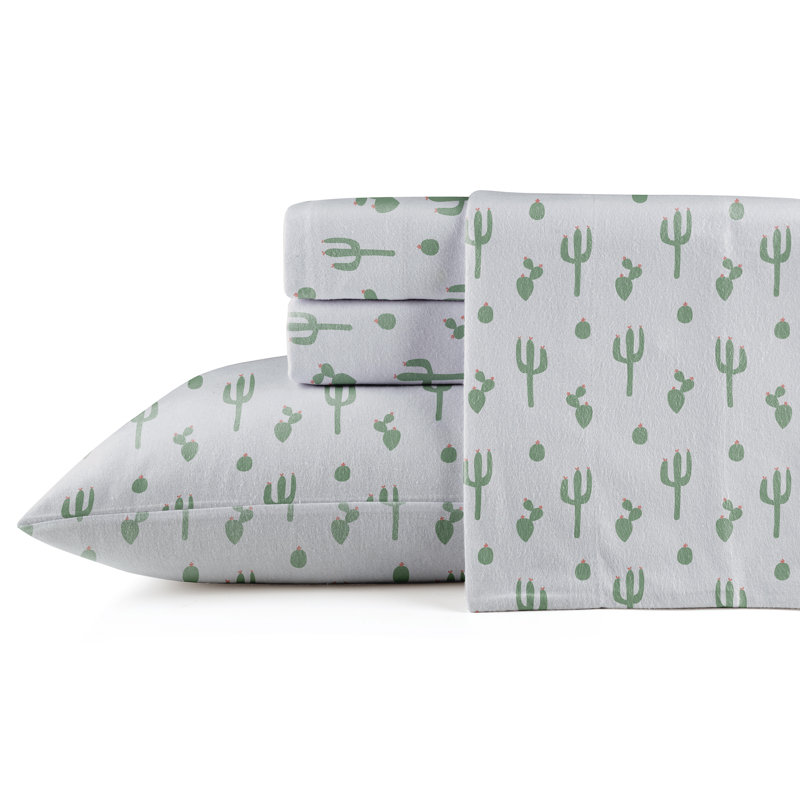  Pointehaven 180 GSM 100% Cotton Flannel Sheet Set, King, Cactus