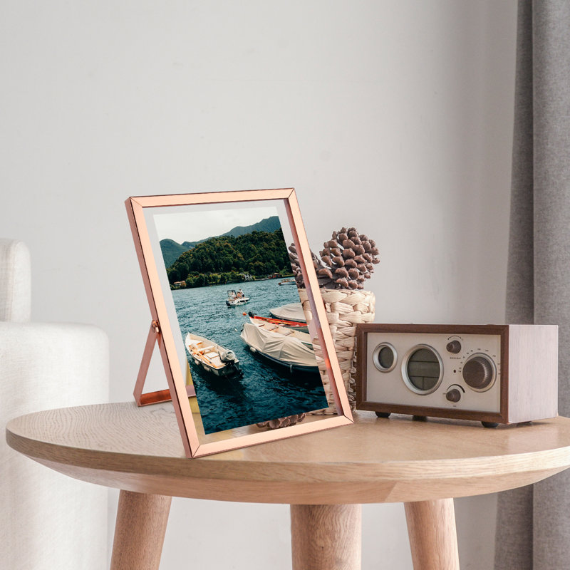 Cadre flottant en métal avec verre véritable, 5 po x 7 po, Or rose