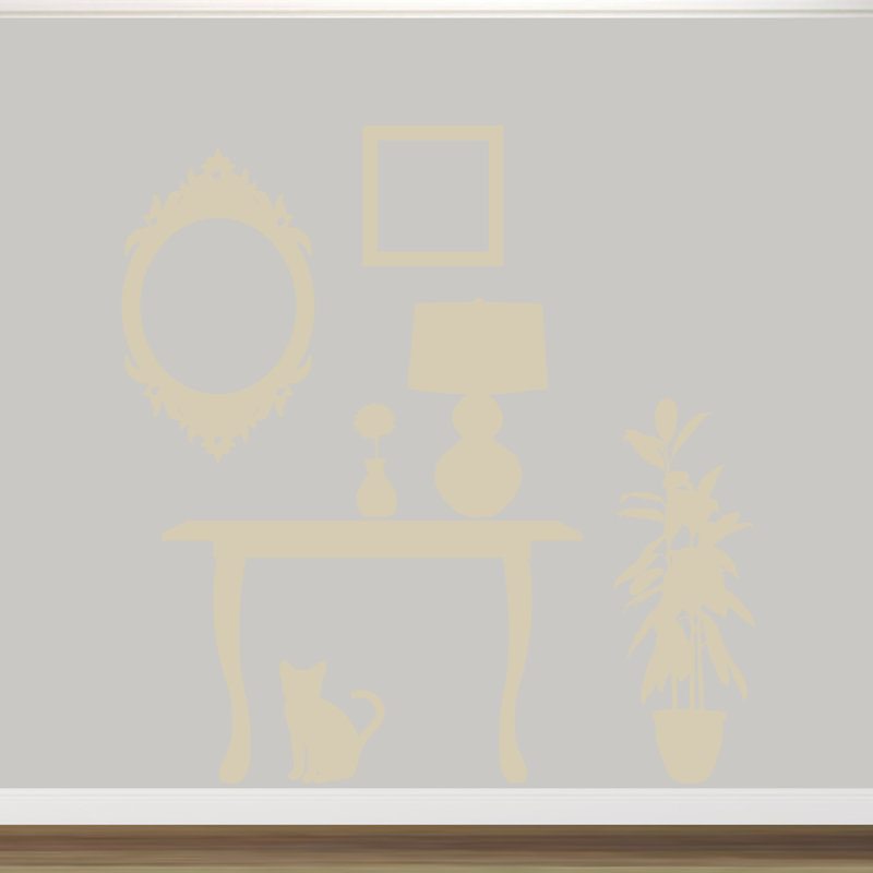 Décalcomanie murale silhouette de meubles, Beige