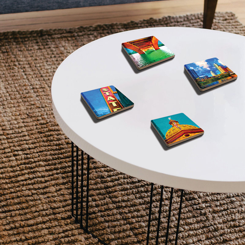 Stoneware Square 4 Piece Coaster Set