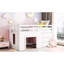 Lit mezzanine simple blanc avec armoire en bois massif, armoire et tablette-485358062
