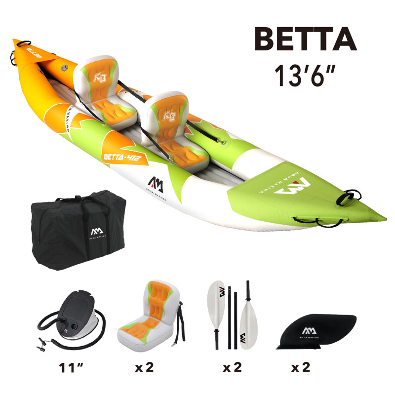 Aqua Marina Betta 13'6" Green and Orange PVC 2 Person Kayak