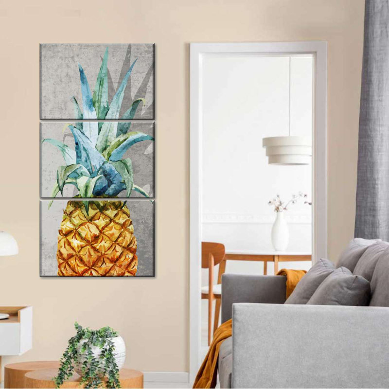 Ensemble d'ananas sur toile 3 pièces, H 27 po x l 12 po x P 1 po