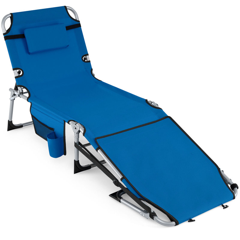 Chaise longue d'extérieur en métal, Bleu