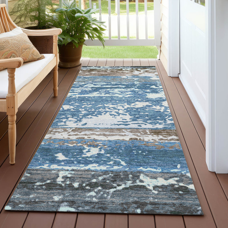 Tapis intérieur / extérieur lavable à la machine Lanphear ACN2398, Tapis de couloir 2 pi 3 po x 7 pi 6 po