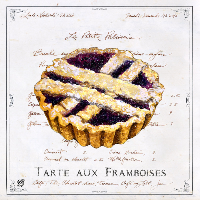 Raspberry Tart, 30cm H x 30cm W