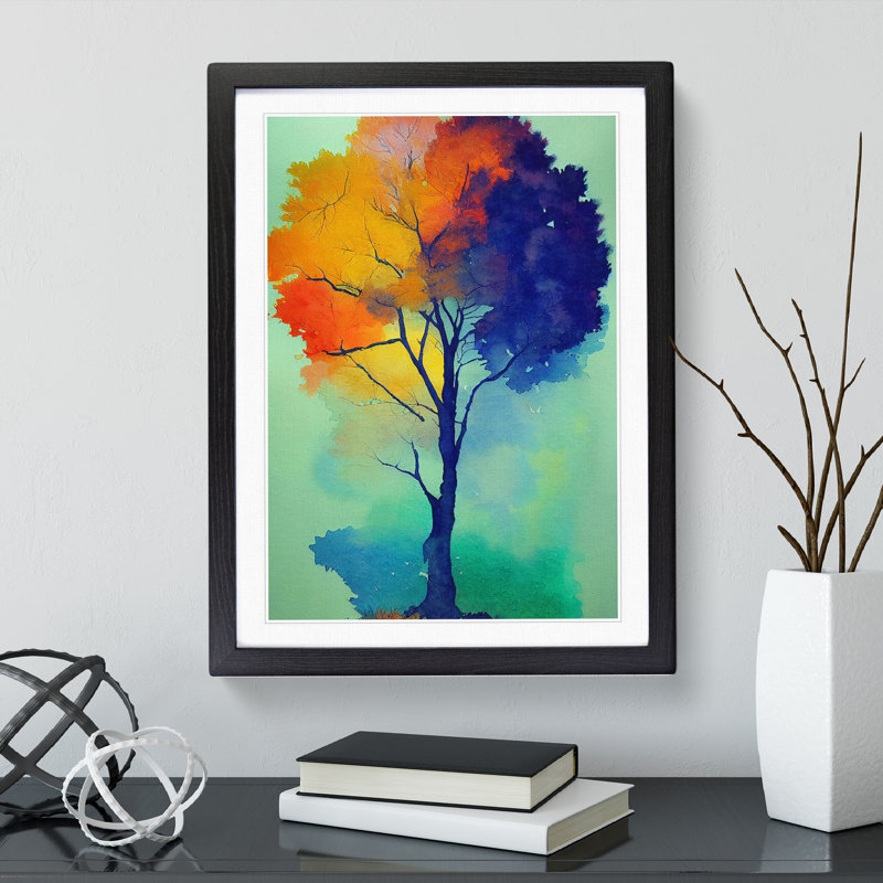 Lone Tree - Single Picture Frame Painting, 64cm H x 46cm W x 2cm D, Black