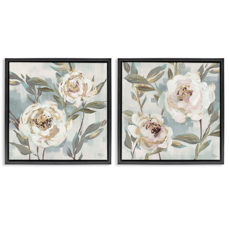  Ensemble de 2 toiles flottantes encadrées Country Country Blossoms par Nina Blue, Cadre flottant noir de jais