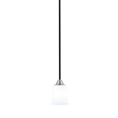 Ahern Mini Pendant, Matte Black & Brushed Nickel Finish, 5.25" White Opal Glass