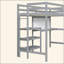 Lit mezzanine en bois avec tablettes, bureau et tableau d'écriture-2119349835