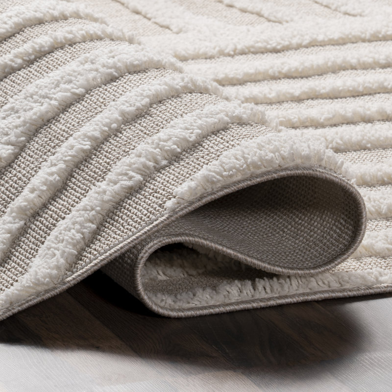 Ianthe Abstract Stripes High-Low Tasseled Area Rug, Rectangle 5' x 7'6"