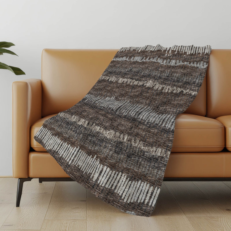 Premium Machine Washable Addison Sherpa Throw Blanket, Brown Abstract