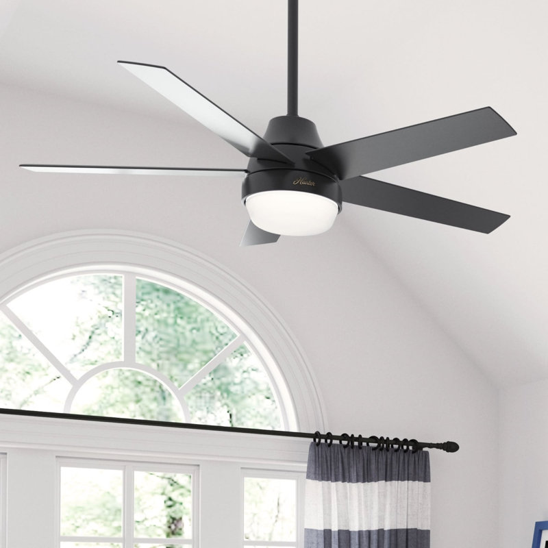 52" Aerodyne 5 - Blade Smart Standard Ceiling Fan with Lights and Remote, Matte Black