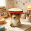 Tabouret décoratif original et mignon en forme de capybara tenant une tranche de pomme, idéal pour une table d'appoint, une terrasse, un jardin, un porche ou un salon.