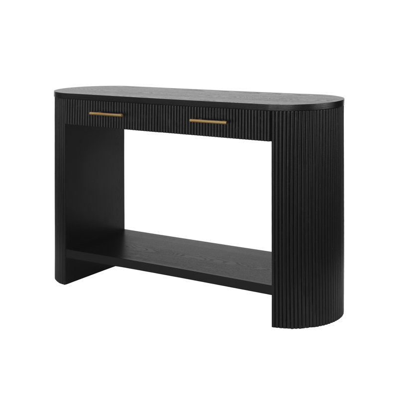 Console Rowenna avec tiroirs de rangement et tablette ouverte, Noir