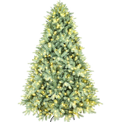 5ft Blue Tint Christmas Tree With 300 Warm White Led Lights, 1194 Pe+ Tips, Hinged Assembly For Quick Installation, Stable Metal Support, Unique Holiday Decor Item Structure Easy Base, Festive