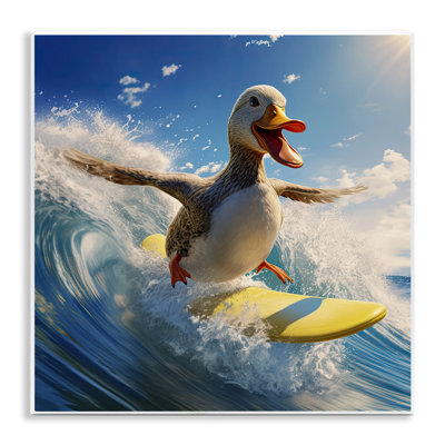Happy Surfing Duck Wall Plaque Art by Jim Baldwin