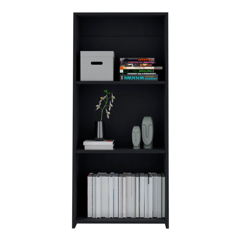 Bibliothèque H 47 ", 3 tablettes, noir, Noir