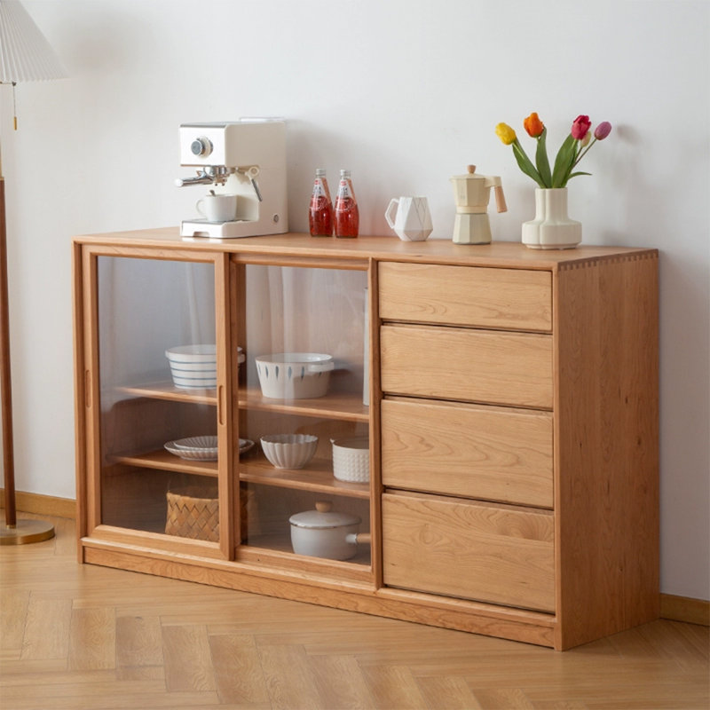 Buffet décoratif style japonais en bois de cerisier
