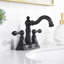Robinet de lavabo de salle de bain central à poignées doubles avec ensemble de bonde Signature Collection - noir mat-121587949