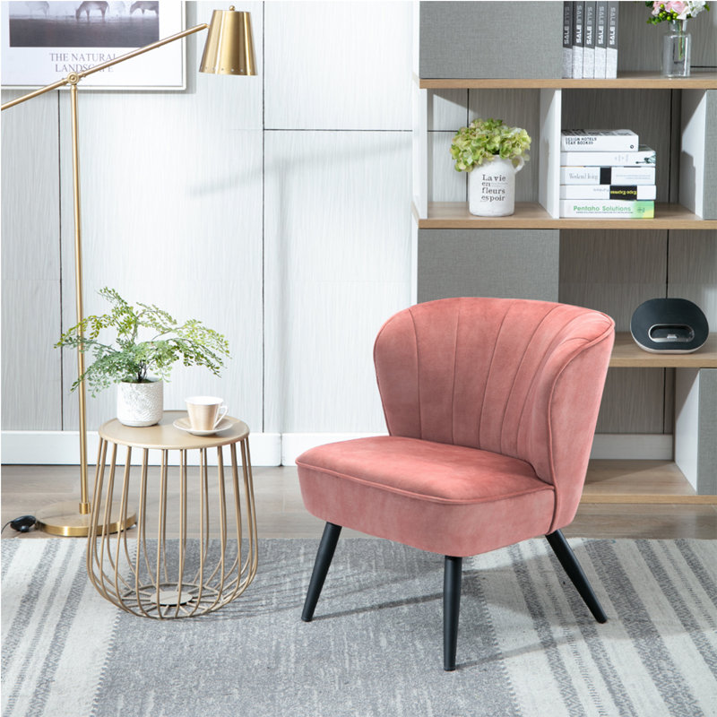 Fauteuil de chambre en velours de 24 po Simona, Velours rose
