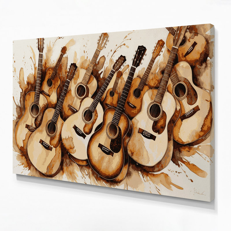 Art musical sur toile beige, H 11 po x l 14 po
