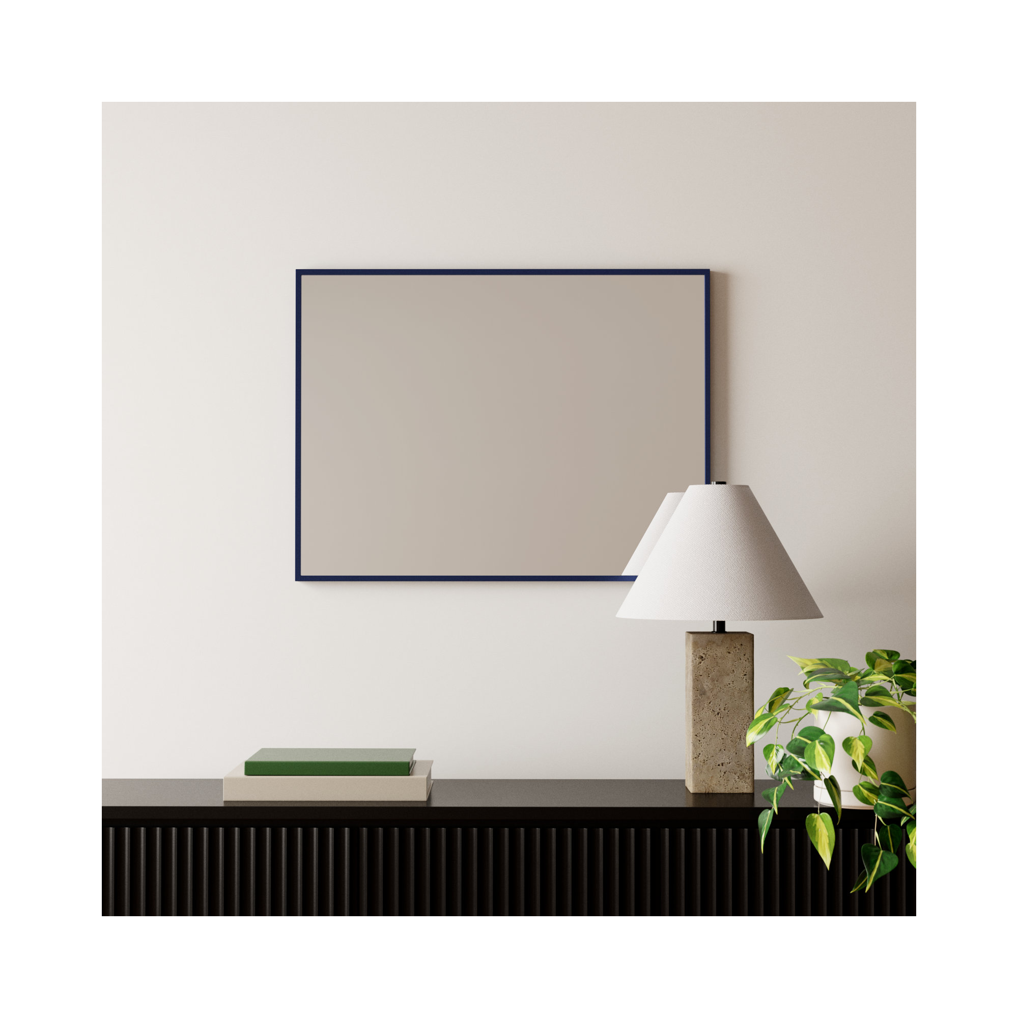 Sabine Metal Rectangle Wall Mirror, Blue, 32" x 24"