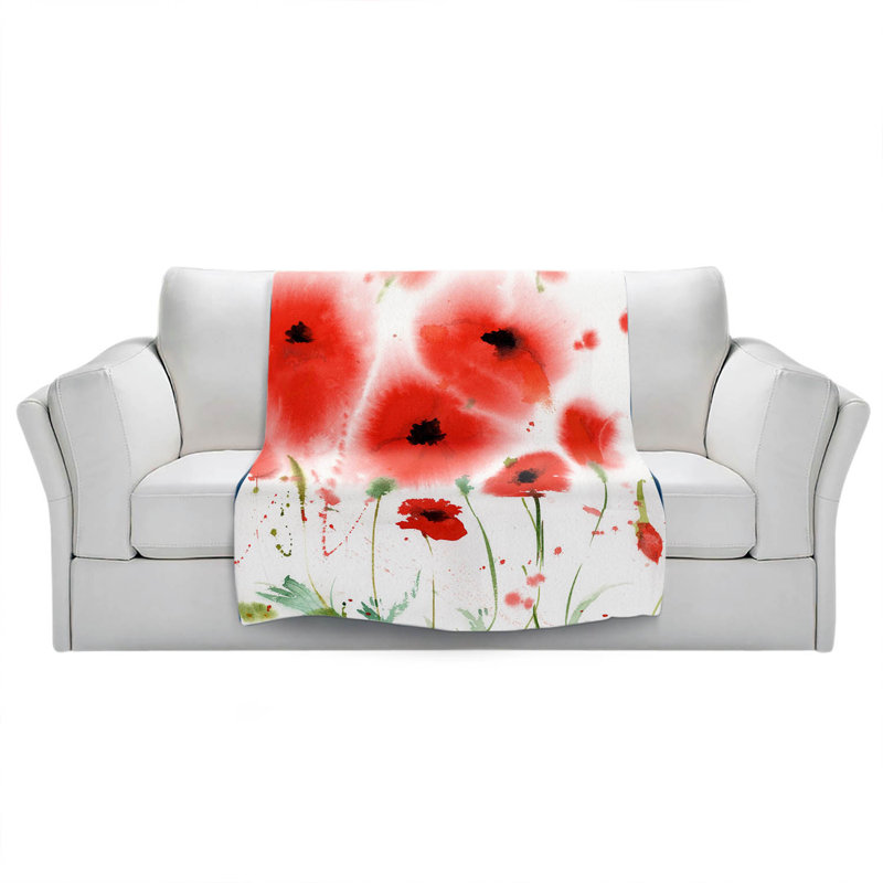  Jeté coquelicots, L 68 po x L 80 po