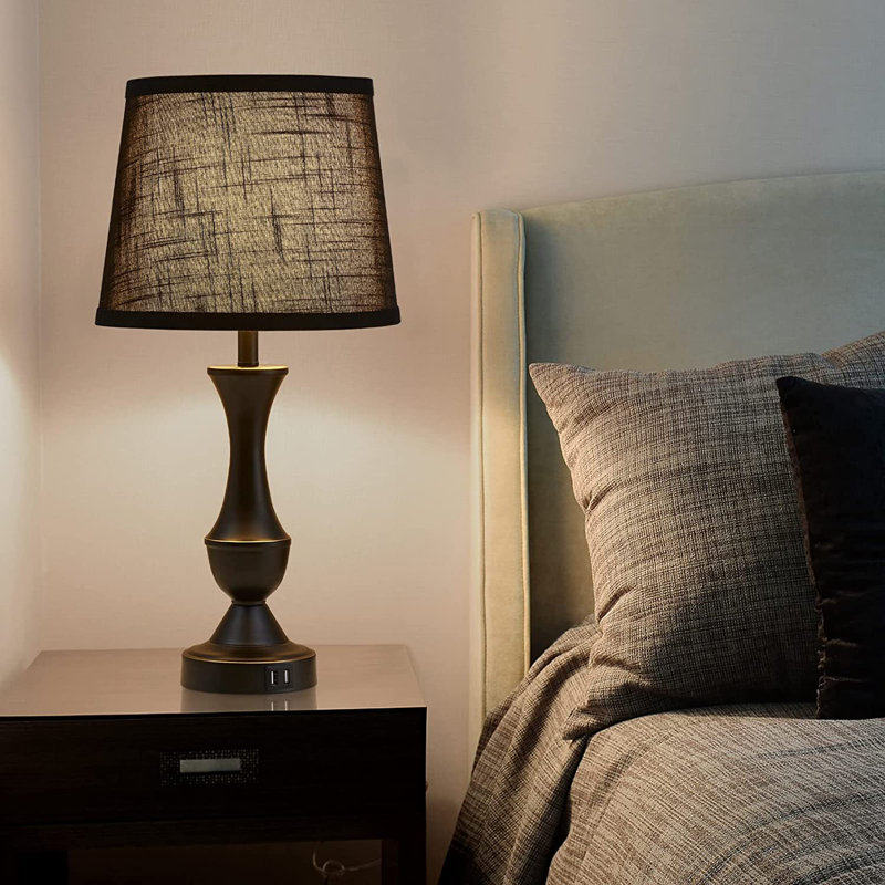 Metal USB Table Lamp, Black, Black