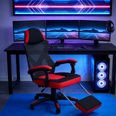 Inbox Zero Adjustable Reclining Ergonomic Swiveling Rocker Game Chair with Footrest