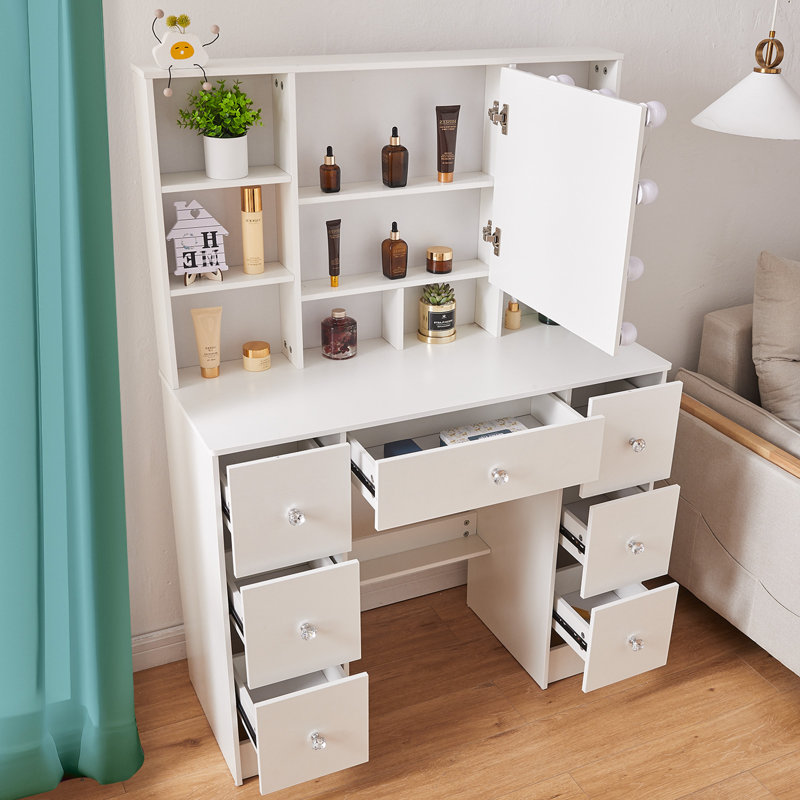 Grand meuble-lavabo avec lumières et station de charge