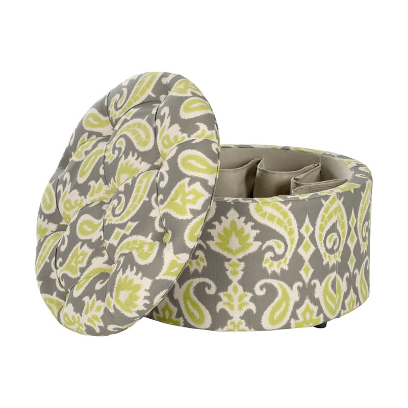 Upholstered Ottoman, Grass Green, Gray