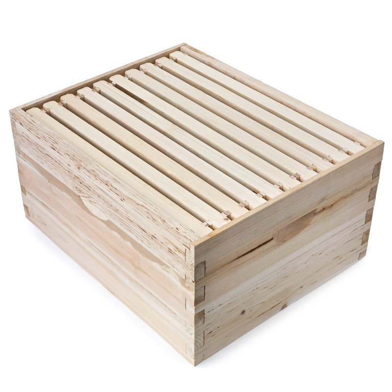 Natural Wood Langstroth Beehive Super Box with Frames