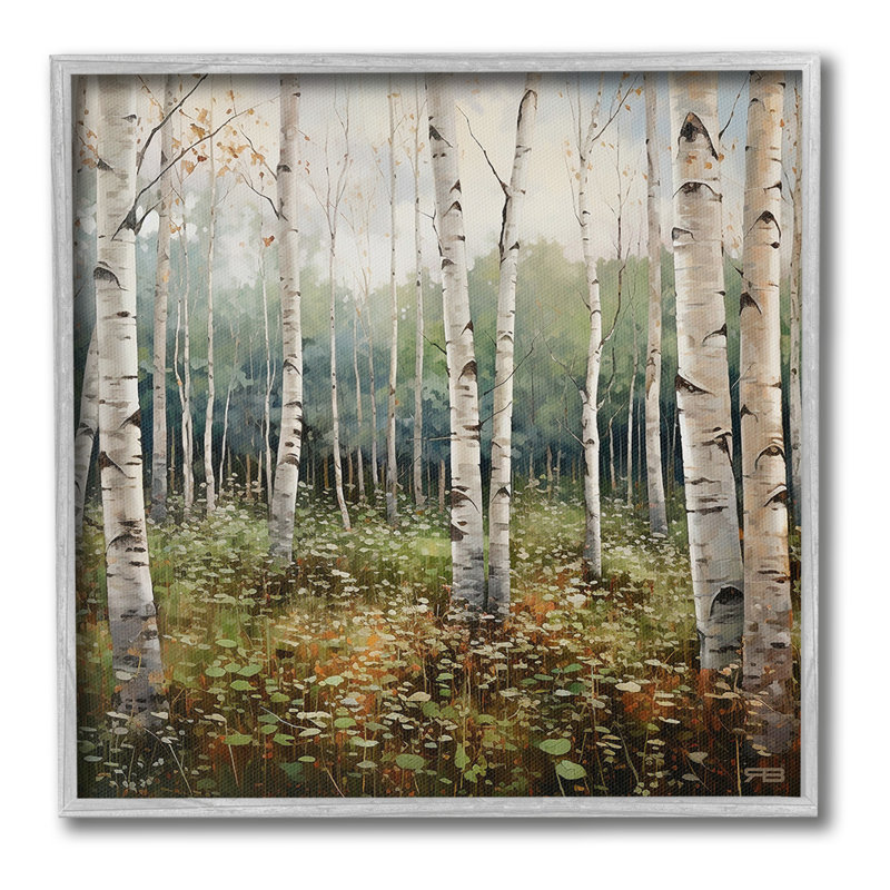 «Birch Forest Plantation», estampe numérique encadrée par RB, Estampe numérique Farmhouse, H 24 po x l 24 po
