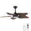 Ventilateur de plafond avec lumière, 5 pales en bois massif, moteur à courant continu, application et télécommande, DEL à spectre complet à intensité variable, flux d'air réversible, fonctionne sur les plafonds inclinés