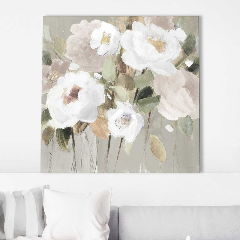 Promise of Giverny Neutral II par Lanie Loreth - Peinture, Toile tendue, H 18 po x l 18 po x P 1 po