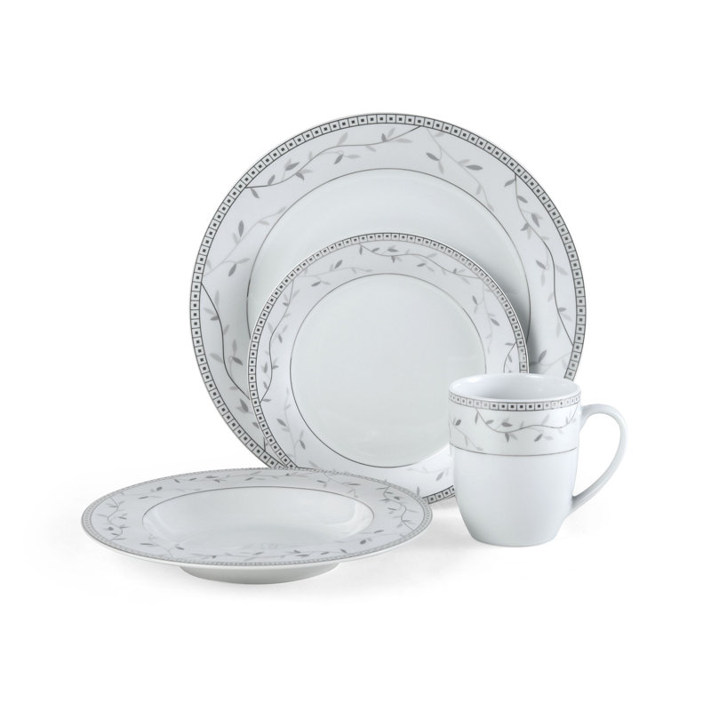 Service de table en porcelaine 32 pièces Platinum Vine, service pour 8